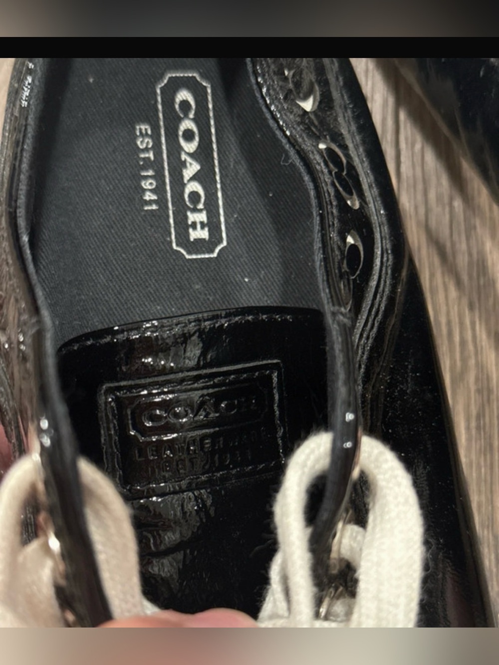 Coach Women’s Black Patent Lace-Up Sneakers - Picture 7 of 7